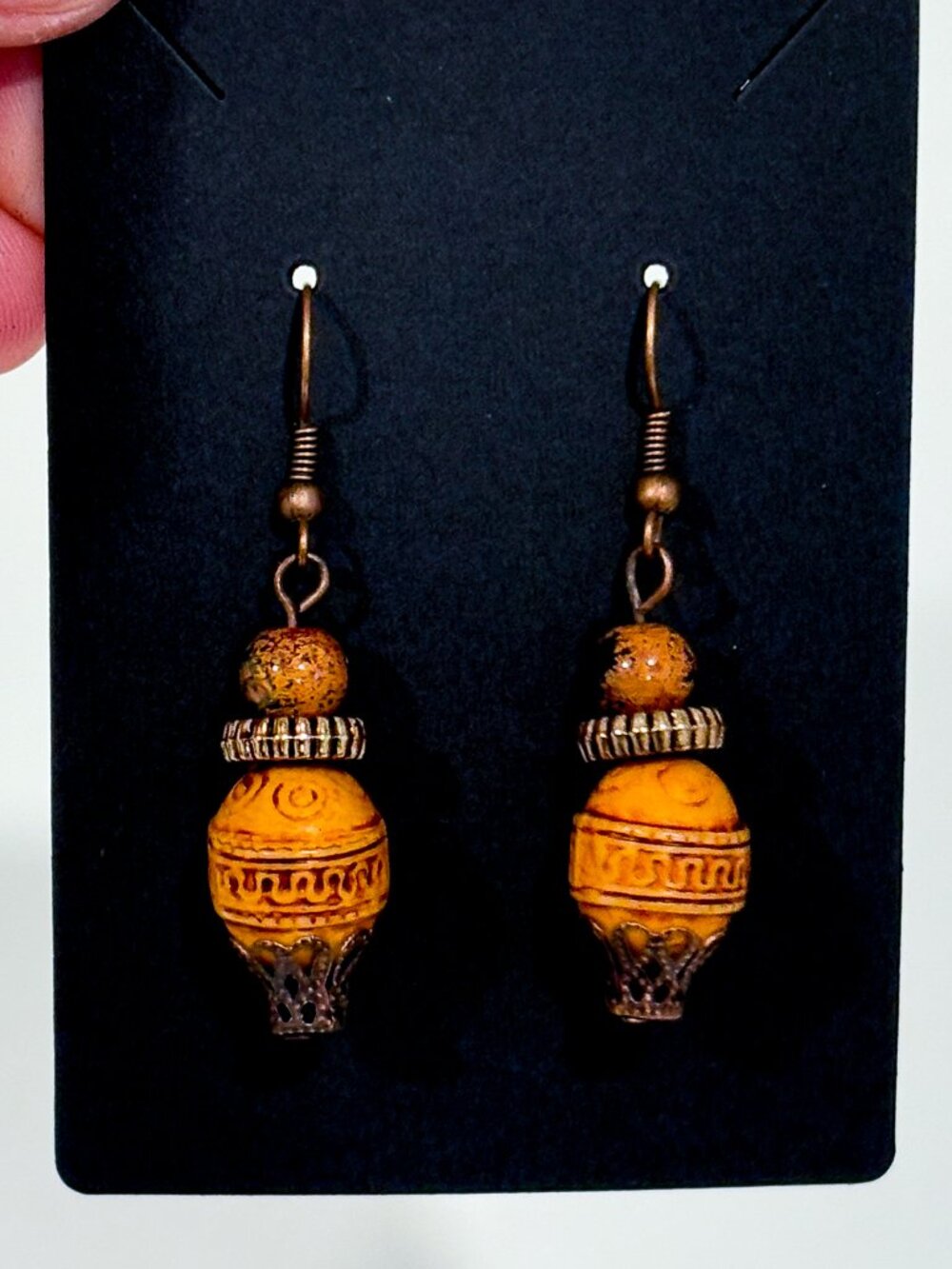 Brown Wood Bead Drop Earrings | Bohemian Earthy Artisan